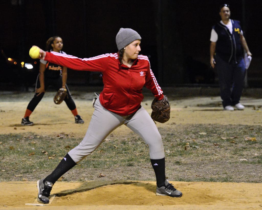 photo of softball pitcher winding up for a fastball for FastPitch Networking - aka "Business Speed Dating" - image by Steven Pisano at Flickr, Speed Networking 2020
